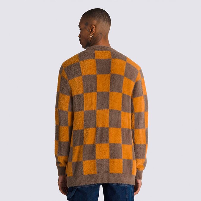 Casaco Canfield Checkerboard Cardigan Upland Bungee Cord Brown Sugar
