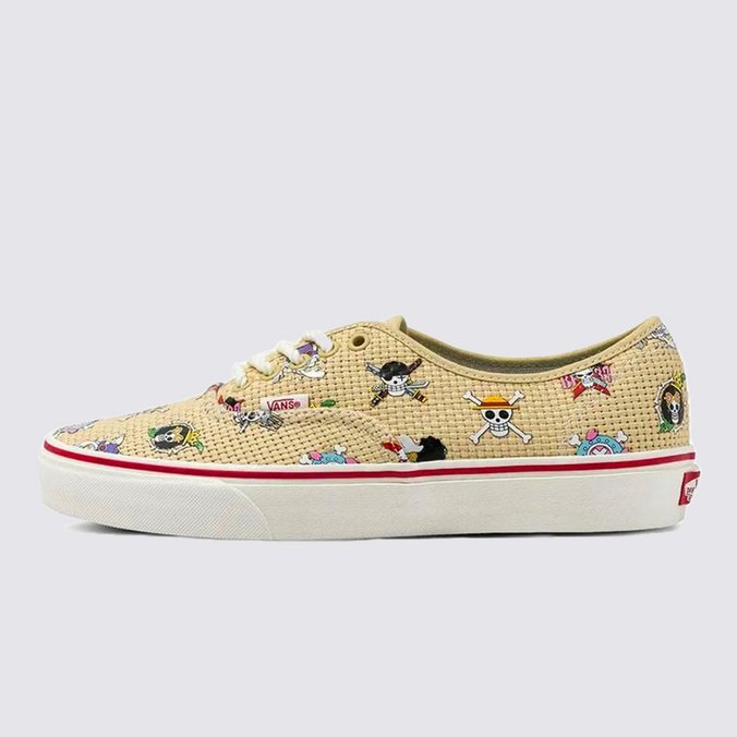Tênis Authentic Vans X One Piece Straw Hat Crew Natural Multi
