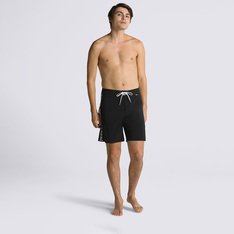 Conforto e versatilidade é o que a bermuda masculina Vans proporciona. Preocupe-se apenas em estar em busca da onda perfeita ou curtir um dia relaxado, seja na praia ou na piscina. A bermuda masculina boardshort Boardshortthe Daily Sidelines Black-White é confeccionada em poliéster reciclado e possui tecnologia de elasticidade 4-way da Vans (estica para todas as direções). Em tecido plano que seca rapidamente, o modelo traz cós fixo com cordão, bolsos laterais com fechamento em zíper, loop para pendurar óculos e loop para prender a chave, com etiqueta Vans lateral. Na cor preta, traz estampa em checkerboard na lateral direita e etiqueta com detalhe em checkerboard aplicada no cós.