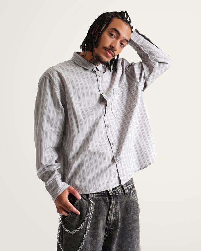 Camisa Manga Longa Vans X Rowan Stripe Woven Light Grey