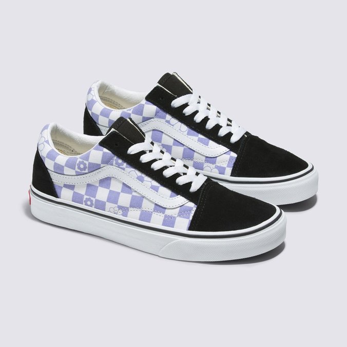 Tênis Old Skool Floral Checkerboard Lavender Black
