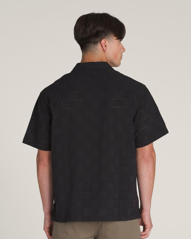 Camisa Wayside Eyelet Ss Woven Black