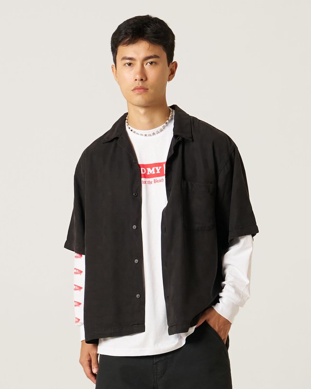 Camisa Manga Curta Van Doren Tencel Check Black