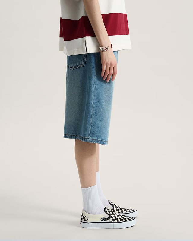 Short Check 5 Baggy  Stonewash Blue