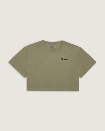 O estilo “Off The Wall” é referência nas artes, na cultura de rua e nos esportes de ação. Com estampa na altura do peito, no lado esquerdo, com assinatura Vans em letra cursiva, a Camiseta Ss Classic Script Bay Leaf de manga curta é urbana e compõe o visual casual, com inspiração no street style. Confeccionada em algodão e gola careca em rib, a camiseta com modelagem cropped - mais curta e que veste soltinha no corpo - para uso em diversos momentos, tanto como os de lazer como na prática de esportes de ação. A camiseta proporciona conforto e veste fácil, onde a única preocupação é apenas curtir dentro e fora das pistas com estilo.
