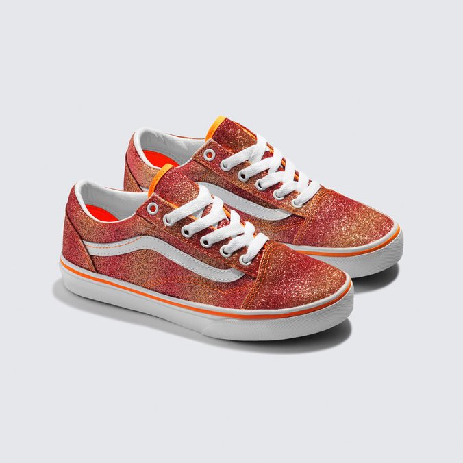 Tênis Old Skool Infantil Sunrise Glitter Heart Tie Dye Multi White