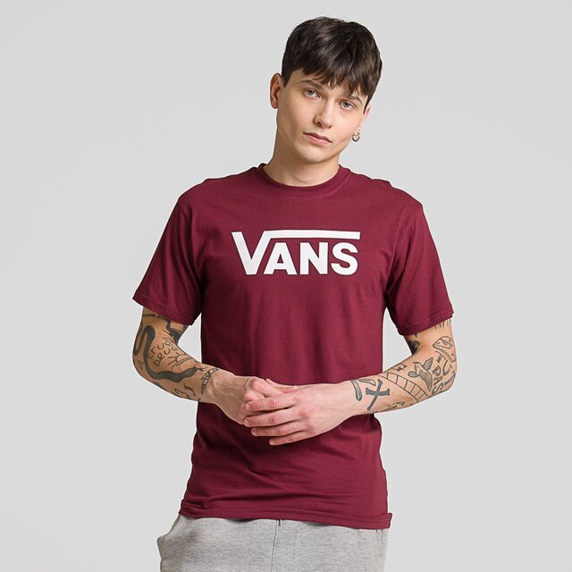 Camiseta Vans Classic Ss Burgundy White