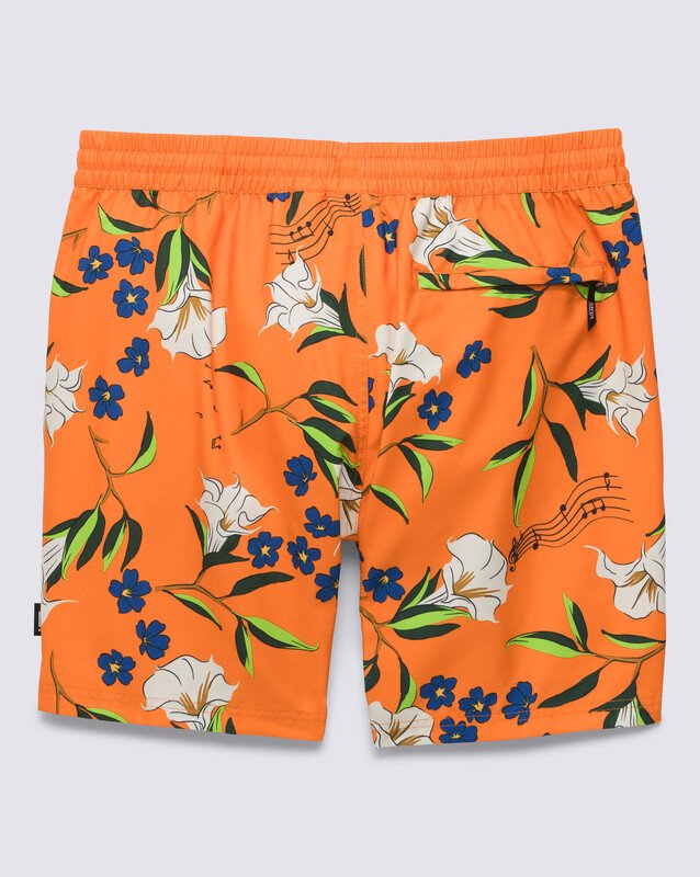 Boardshort Primary Print Elastic Trumpet Floral Harvest Pumpkin