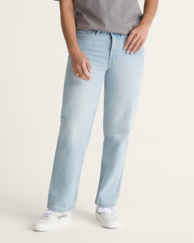 Calça Check 5 Mid Rise Straight Light Stonewash