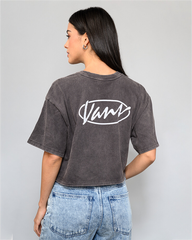 Camiseta Ss Era Script Relaxed Crop Faded Black