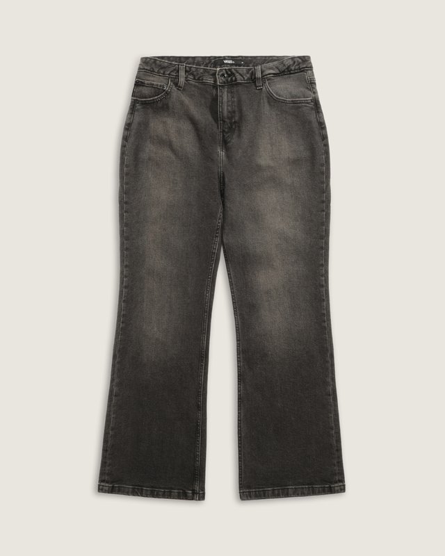 Calça Check 5 Mid Rise Flare Washed Black