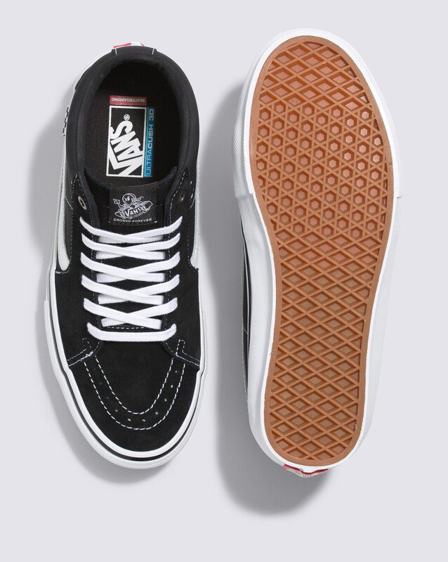 Tênis Skate Grosso Mid Black White Emo Leather