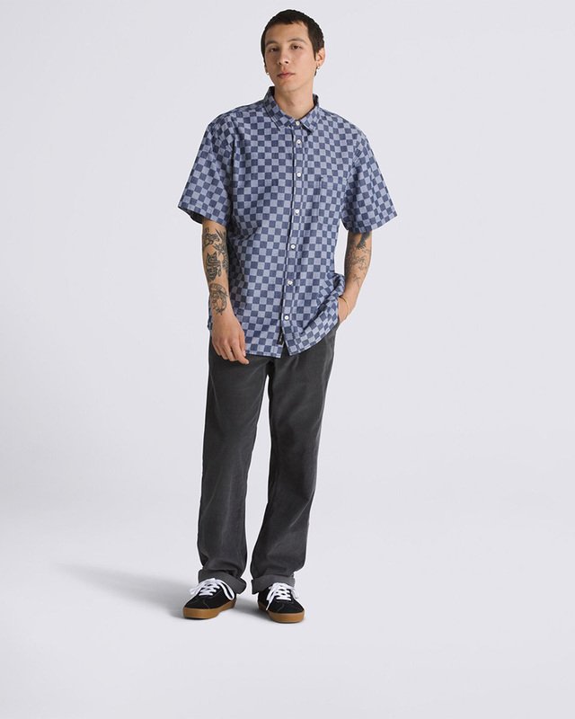 Camisa Wade Checkerboard Ss Warm Weather Dress Blues White