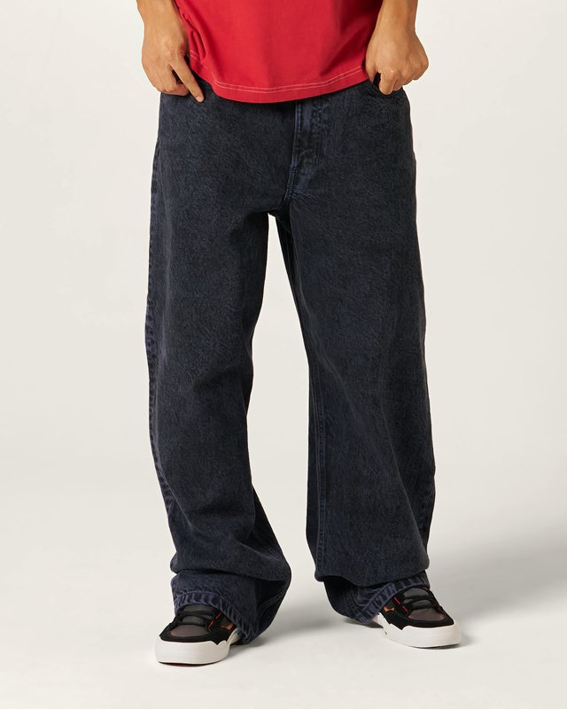 Calça Baggy Check-5 Acid Overdyed Denim Deep Indigo