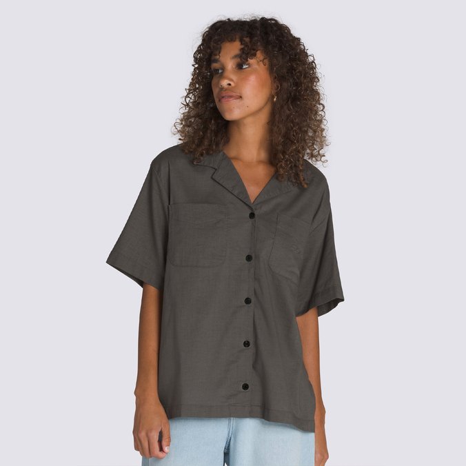Camisa Cassidy Camp Shirt Ss Asphalt