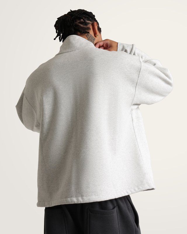 Moletom Full Zip Mock Neck Fleece Ash Heather