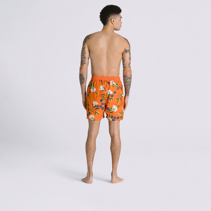 Boardshort Primary Print Elastic Trumpet Floral Harvest Pumpkin