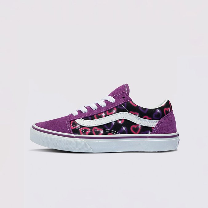 Tênis Old Skool Infantil Tie Dye Hearts Color Block Light Purple Multi