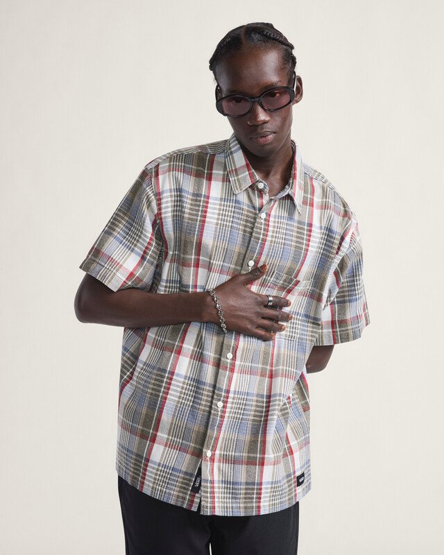 Camisa Ss Lx Woven Egret Elm