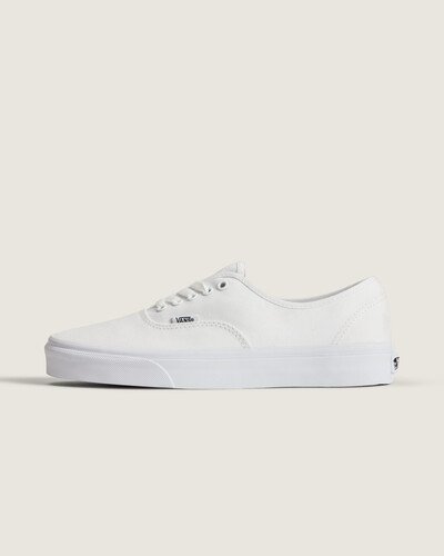 Nascido em Anaheim, Califórnia, em 1966, o Authentic é o estilo tradicional original da Vans. Originalmente conhecido como Vans #44 Deck Shoes, o Authentic se tornou um ícone cult imediato e incorpora nossa atitude “Off The Wall” desde então. Construído com um perfil simples com cadarço, o Tênis Authentic True White é um clássico que mantém viva a vibe old skool. Com cabedal em lona resistente na cor branca, apresenta vira lateral de borracha na cor branca, ilhós de metal e o solado emborrachado em waffle exclusivo Vans.