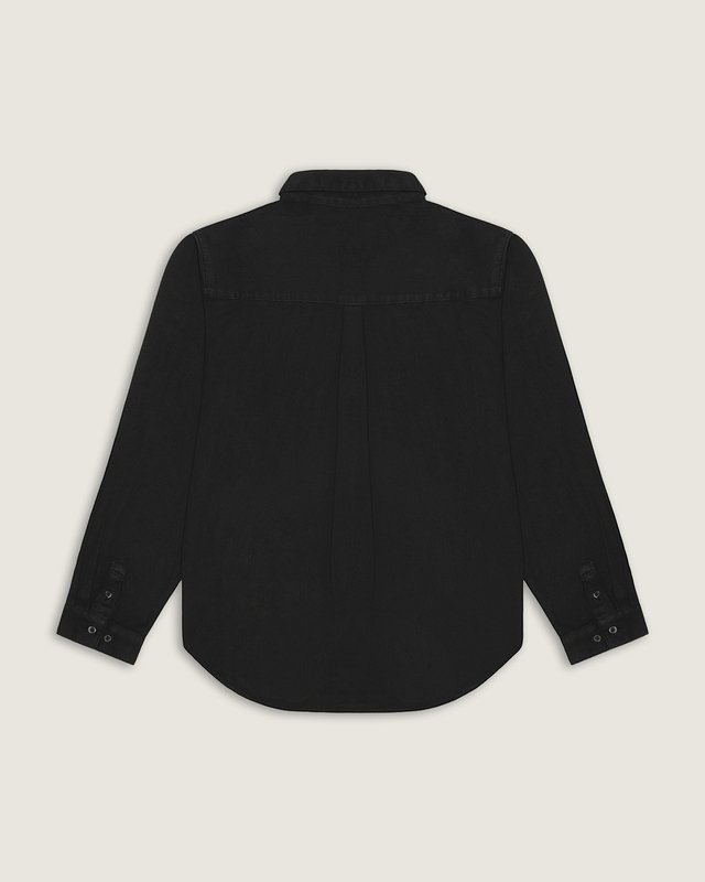 Camisa Ls Gillian Overdyed Button Down Black