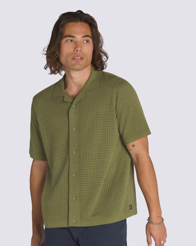 Camisa Feldman Sweater Polo Ss Loden Green White