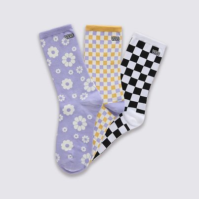 Meia Threefer 36/9 Floral Checkerboard Sweet Lavender