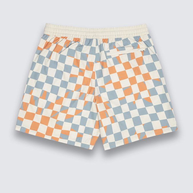 Boardshort Primary Checkboard Elastic Marshmallow