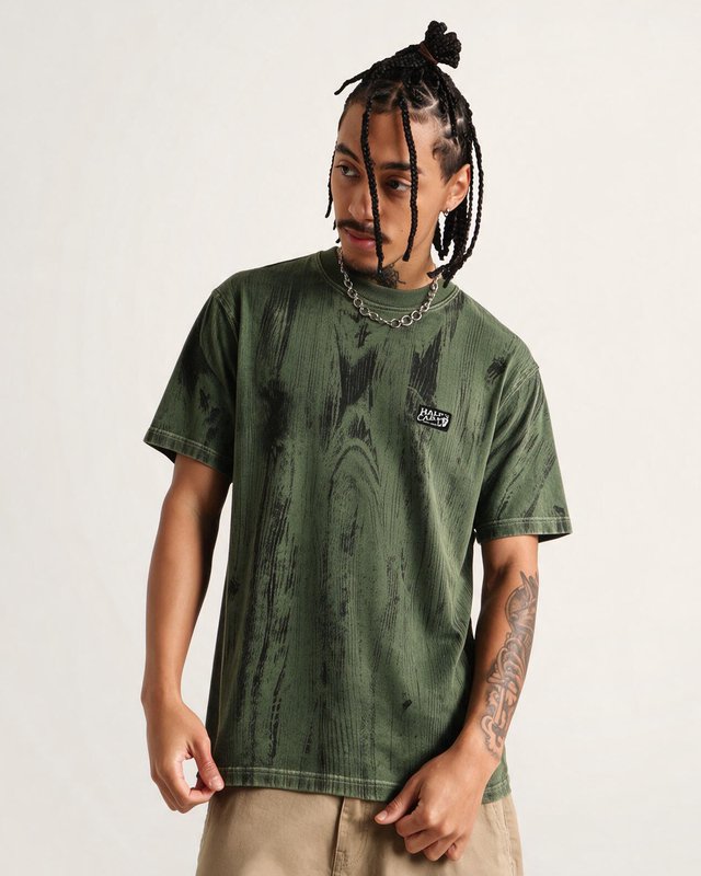 Camiseta Manga Curta Marfim Oil Green
