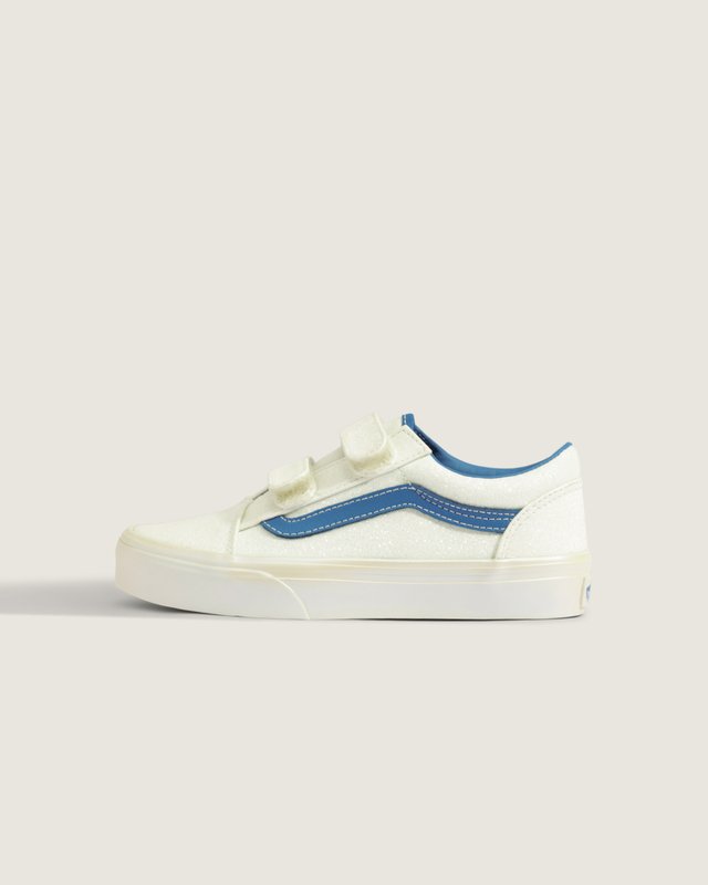 Tênis Old Skool V Glitter Pearl White Blue Infantil