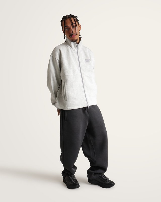 Moletom Full Zip Mock Neck Fleece Ash Heather