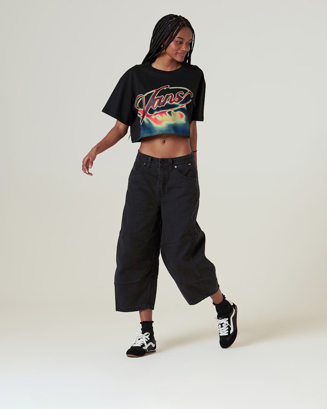 Camiseta Afterburn Relaxed Crop Ss Black Festivais