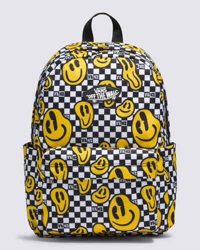 Uma mochila clássica com o DNA da Vans, a Mochila Lemon Chrome Infantil tem um design de dois bolsos com um organizador para manter seus itens importantes bem organizados e um bolso lateral para garrafa de água para fácil hidratação. O modelo traz estampa clássica em checkerboard com carinhas sorridentes e aplicação de etiqueta Vans® Old Skool. A equipe da Vans estabeleceu metas ambiciosas de sustentabilidade. Grandes ou pequenos, todos os esforços resultam em mudanças positivas. Para ganhar o logotipo do globo Checkerboard, pelo menos 30% do produto deve ser feito de um ou uma combinação de materiais reciclados, renováveis ??e/ou regenerativos. Para saber mais sobre a Vans® e sua jornada em direção a materiais sustentáveis, acesse www.vans.com.br/sustentabilidade.