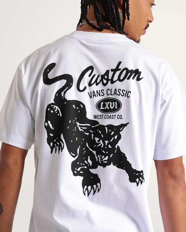 Camiseta Manga Curta Custom Cat White