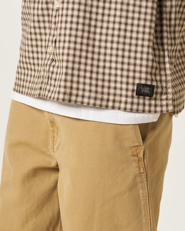 Camisa Manga Curta Larkspur Mini Plaid Oatmeal Demitasse