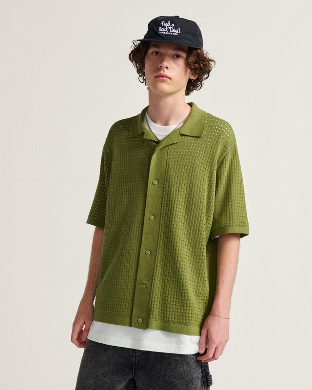 Camisa Feldman Sweater Polo Ss Loden Green White