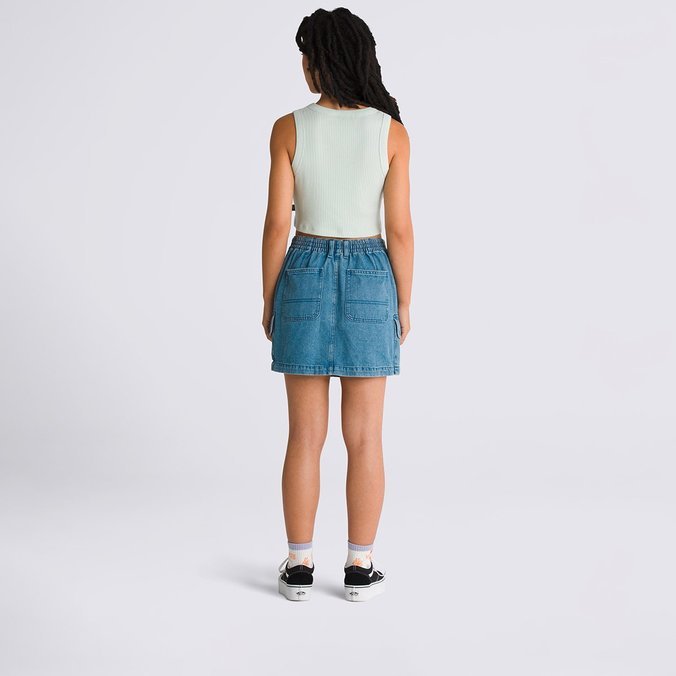 Saia Sidewalk Denim Skirt Stone Wash