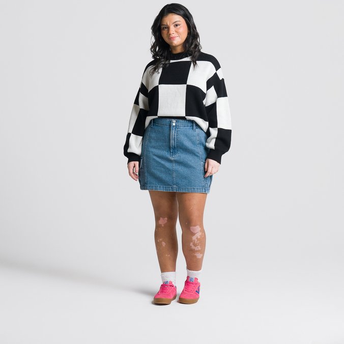 Saia Sidewalk Denim Skirt Stone Wash