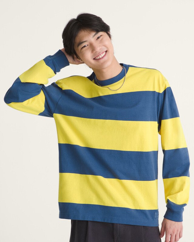 Camiseta Manga Longa Rugby Stripe Knit Dusty Gold