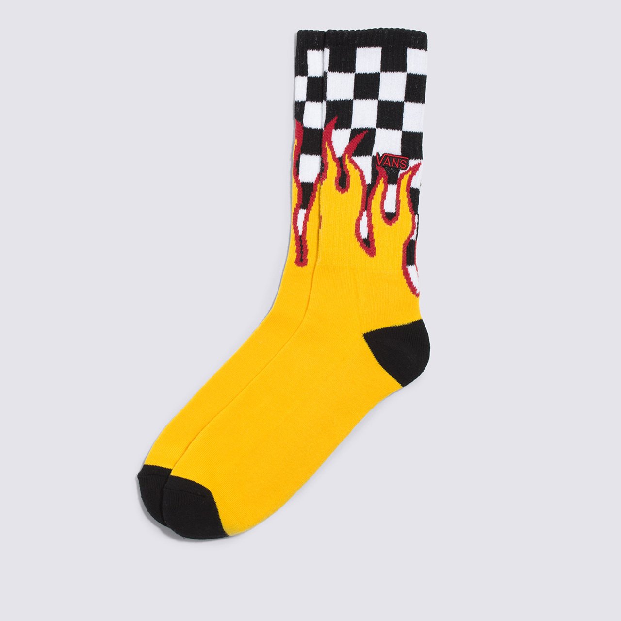 めい Meia Flame Check Crew 34/38 Black-White Check-Flame | Vans