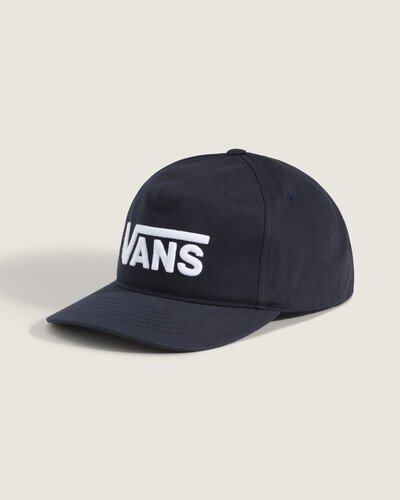 O Boné Drop V Logo Snapback Parisian Night mantém o estilo clássico com estrutura média e aba levemente curvada. O painel frontal apresenta bordado direto Vans, complementado por um formato de cinco painéis e construção em algodão.